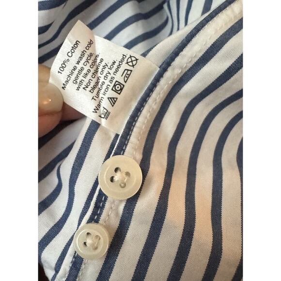 J Crew Thompson Shirtings M 15 15 1/2 80s 2 Ply Blue White Striped Men's Shirt - Picture 5 of 7